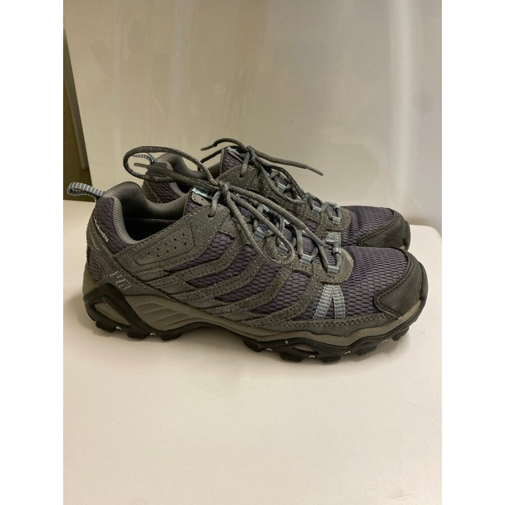 Columbia Charcoal Grey & Blue Outdoor Waterproof Low Cut Hiking Boots Size 8
